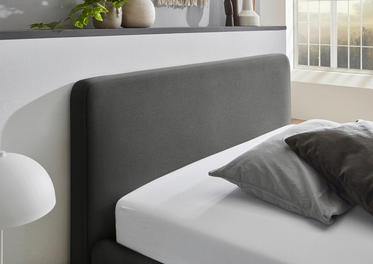POLSTERBETT 140/200 cm  in Anthrazit  - Eichefarben/Birkefarben, Design, Holz/Textil (140/200cm) - Xora