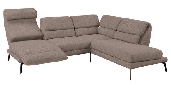 ECKSOFA in Flachgewebe Taupe 256-363/212-253 cm - Taupe/Schwarz, Design, Textil/Metall (256-363/212-253cm) - Dieter Knoll