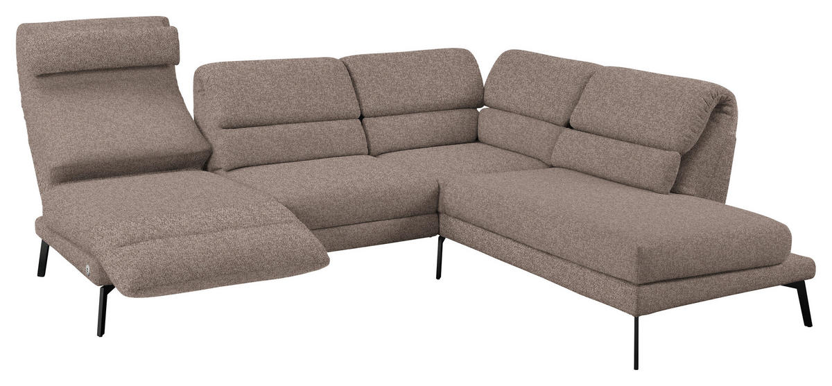ECKSOFA in Flachgewebe Taupe  - Taupe/Schwarz, Design, Textil/Metall (256-363/212-253cm) - Dieter Knoll