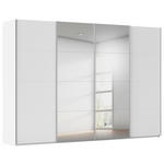 SCHWEBETÜRENSCHRANK 322/236/68 cm 4-türig Weiß  - Alufarben/Weiß, Basics, Glas/Holzwerkstoff (322/236/68cm) - Novel