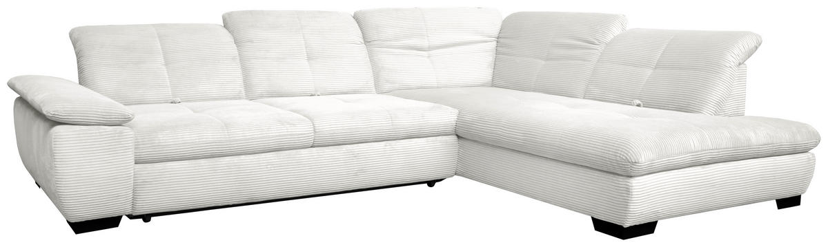 ECKSOFA in Cord Ecru  - Ecru/Schwarz, Design, Textil/Metall (313/242cm) - Xora