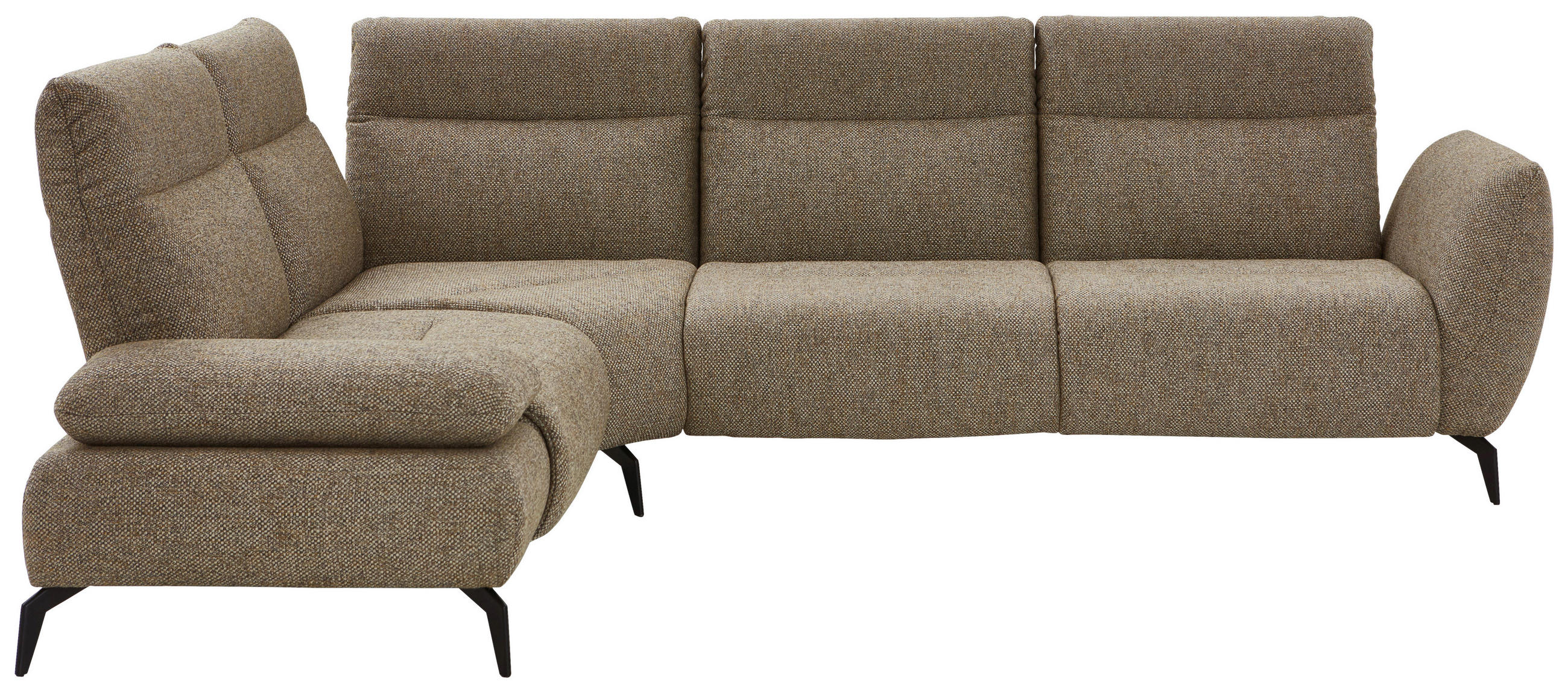 ECKSOFA in Webstoff Creme, Graubraun  - Graubraun/Creme, Design, Textil/Metall (223/290cm) - Moderano