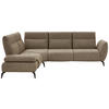 ECKSOFA in Webstoff Graubraun  - Graubraun/Schwarz, Design, Textil/Metall (223/290cm) - Moderano