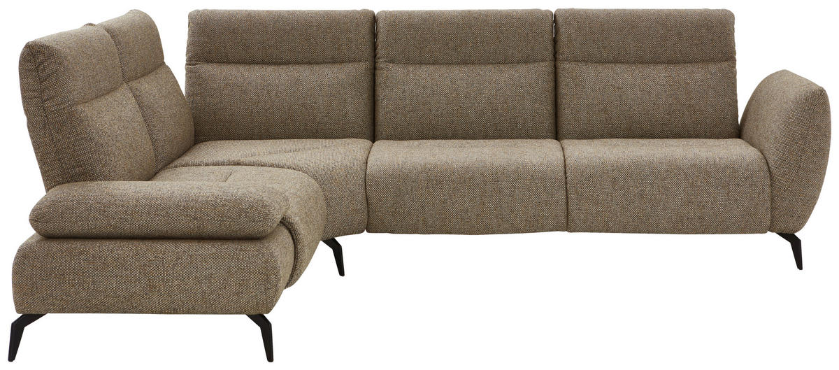 ECKSOFA in Webstoff Creme, Graubraun  - Graubraun/Creme, Design, Textil/Metall (223/290cm) - Moderano