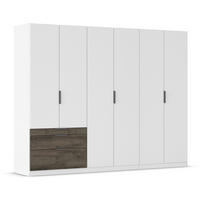 DREHTÜRENSCHRANK in Weiss, Eiche dunkel  - Eiche dunkel/Weiss, Basics, Holzwerkstoff/Metall (271/210/54cm) - Boxxx