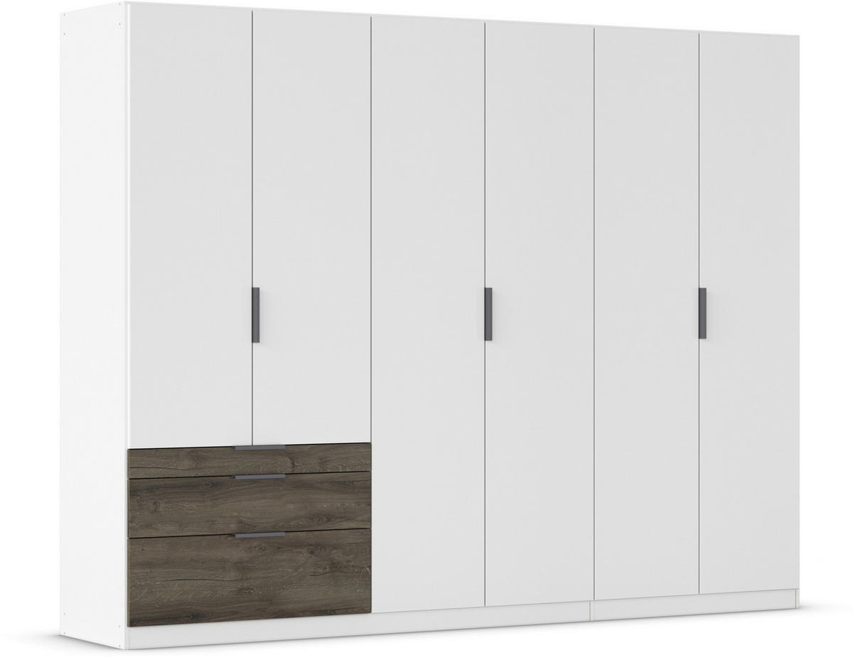 DREHTÜRENSCHRANK in Weiss, Eiche dunkel  - Eiche dunkel/Weiss, Basics, Holzwerkstoff/Metall (271/210/54cm) - Boxxx
