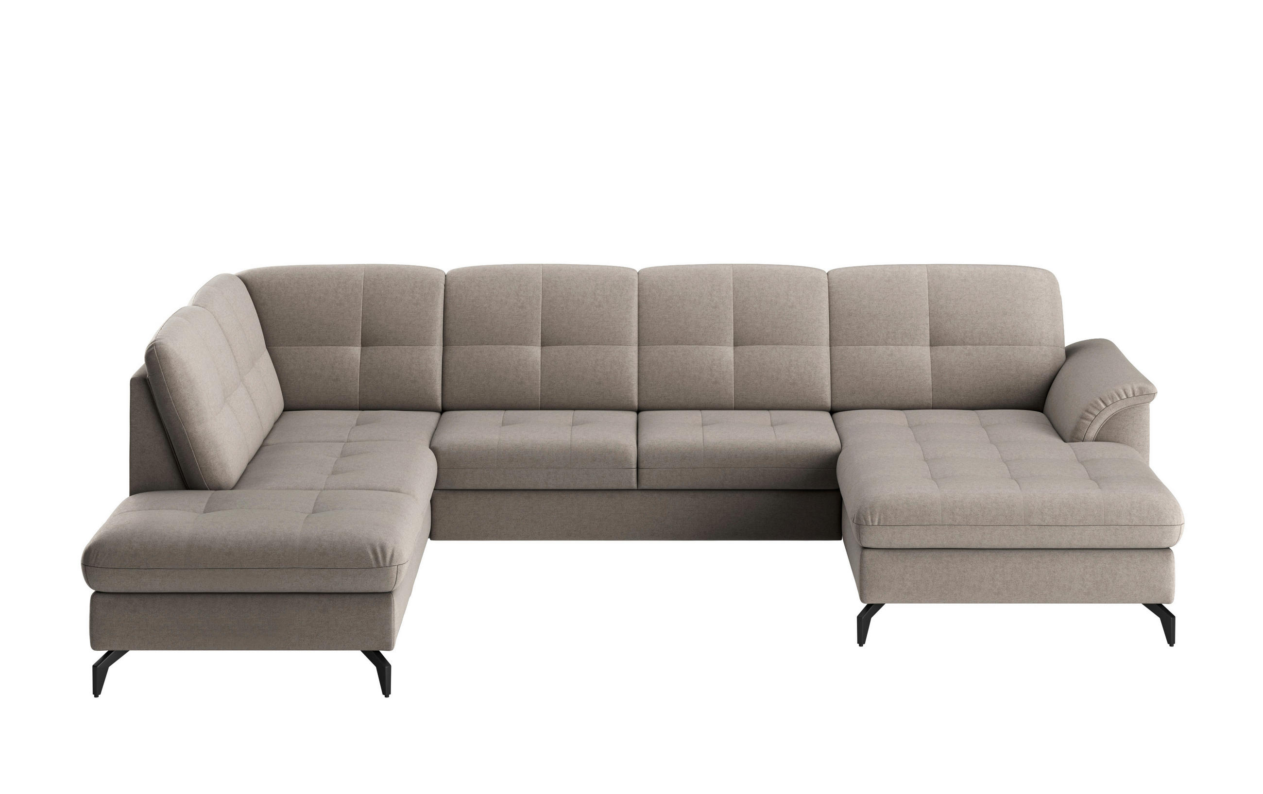 WOHNLANDSCHAFT in Flachgewebe Taupe  - Taupe/Schwarz, Modern, Textil/Metall (212/319/164cm) - Sit & More