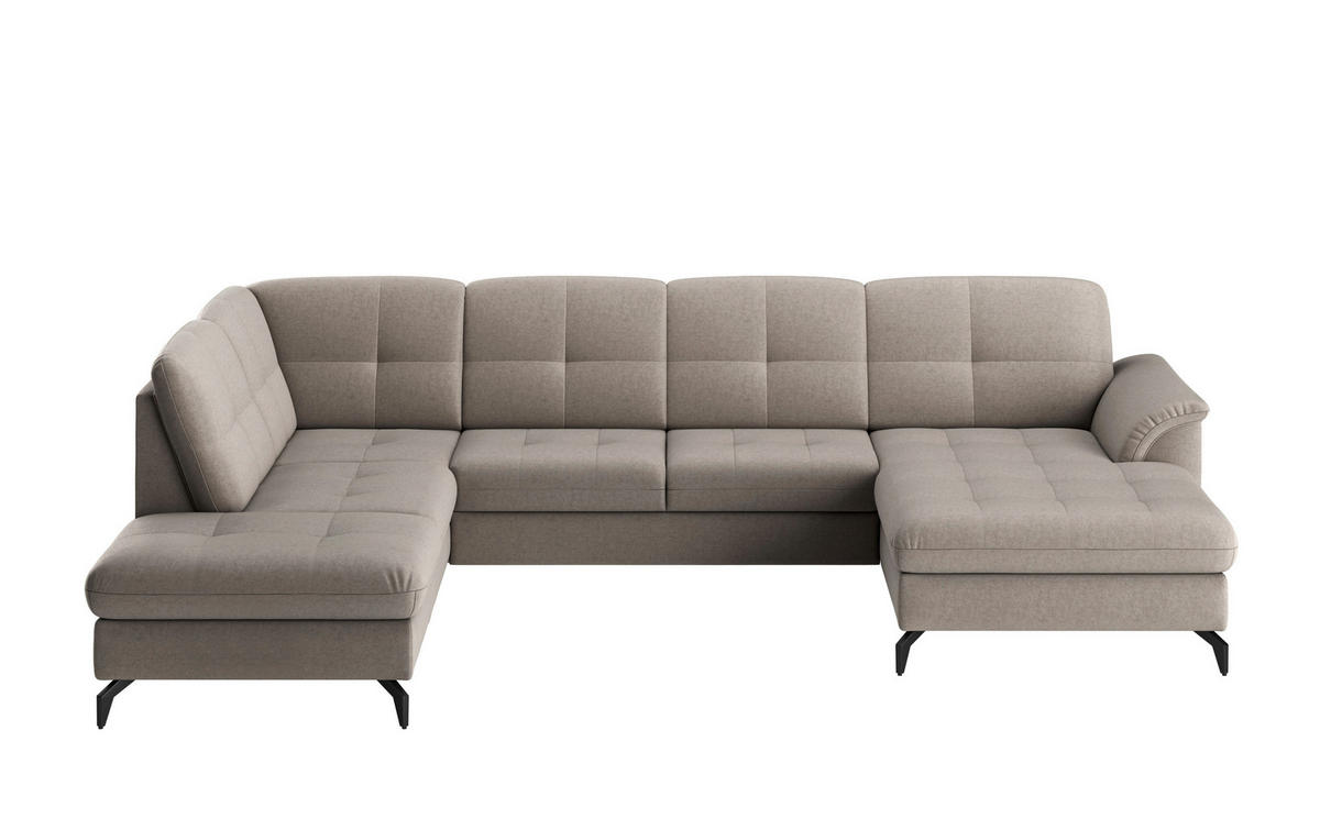WOHNLANDSCHAFT in Flachgewebe Taupe  - Taupe/Schwarz, Modern, Textil/Metall (212/319/164cm) - Sit & More