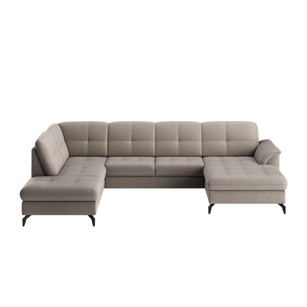Thumbnail - Sit & More Wohnlandschaft Zora E, Taupe, Textil, 7,5-Sitzer, Ottomane links, U-Form, 319x212 cm, Goldenes M, Oeko-Tex® S...