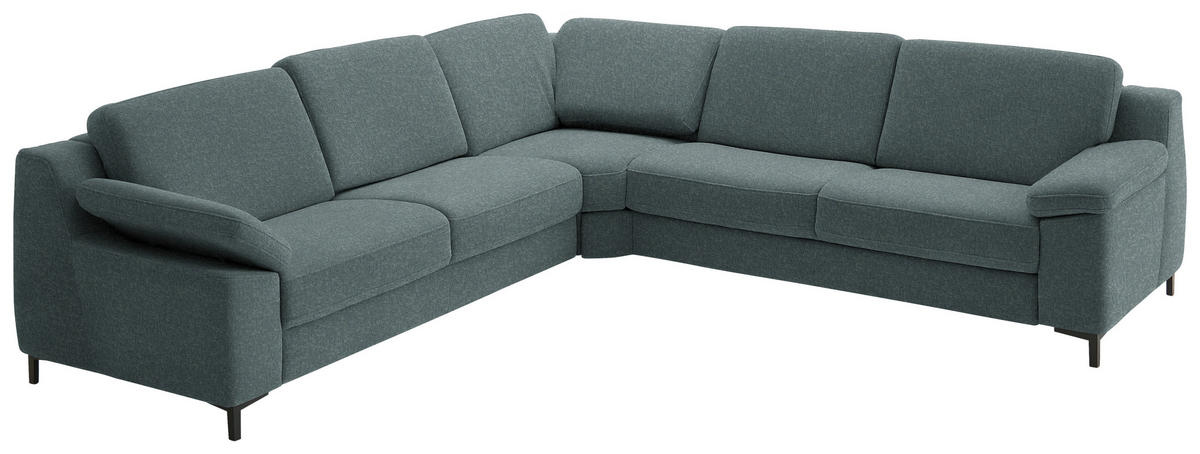 ECKSOFA in Chenille Graugrün  278/278 cm  - Schwarz/Graugrün, Design, Textil/Metall (278/278cm) - Valdera