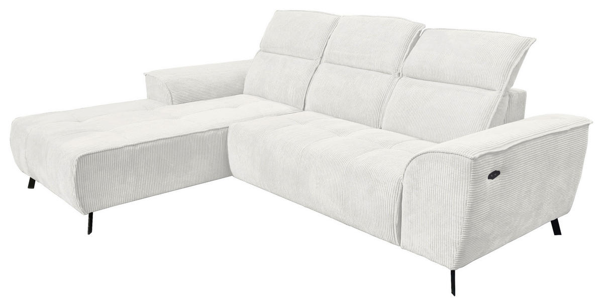 ECKSOFA Creme Cord  - Creme/Schwarz, KONVENTIONELL, Textil/Metall (196/290cm) - Carryhome