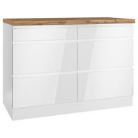 KÜCHENUNTERSCHRANK 120/86/60 cm  in Weiß, Eiche Wotan, Weiß Hochglanz  - Weiß Hochglanz/Eiche Wotan, LIFESTYLE, Holzwerkstoff (120/86/60cm) - Held