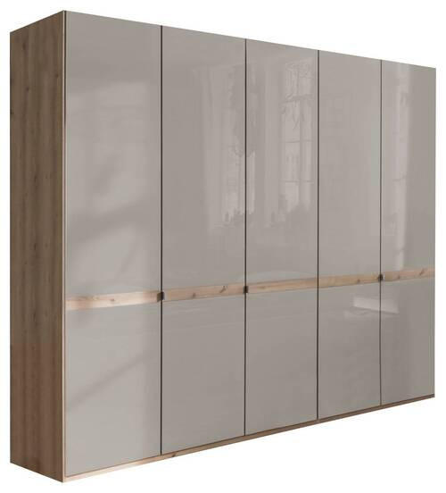 OMARA S KLASIČNIMI VRATI, hrast bianco, barve šampanjca  - barve šampanjca/hrast bianco, Design, steklo/leseni material (250/236/58cm) - Venda