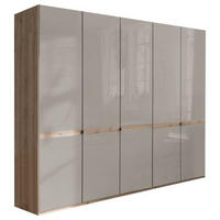 OMARA S KLASIČNIMI VRATI, hrast bianco, barve šampanjca  - barve šampanjca/hrast bianco, Design, steklo/leseni material (250/236/58cm) - Venda