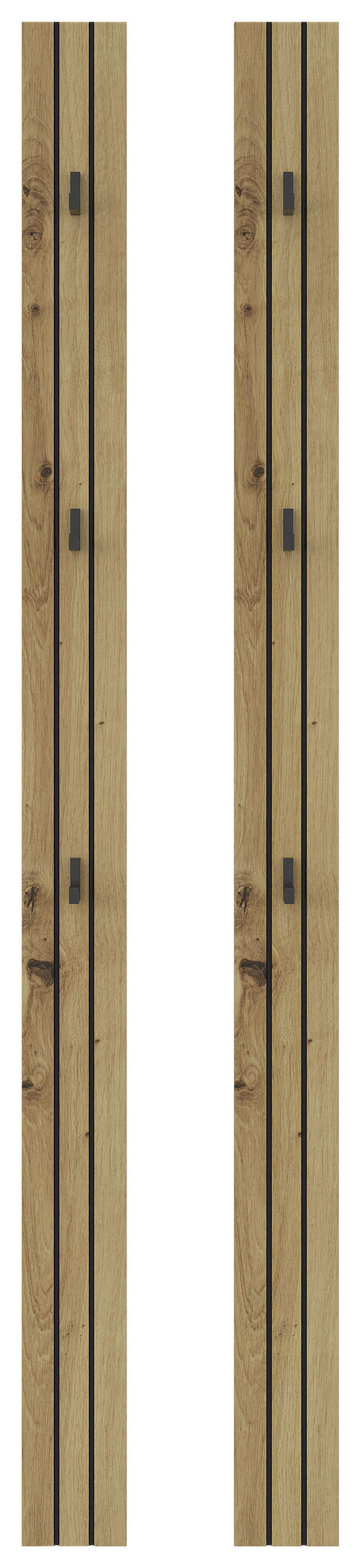 GARDEROBENPANEEL 2 Stück  in 13/160/1,6 cm  - Schwarz/Eiche Artisan, MODERN, Holzwerkstoff (13/160/1,6cm) - Xora