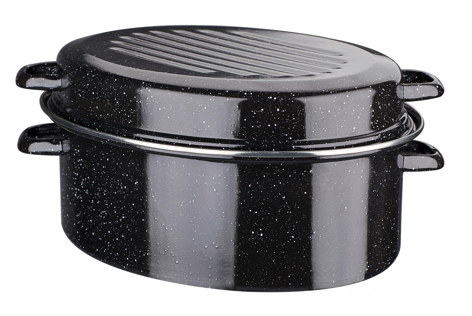 Gänsebräter Mit Chromring Schwarz, B/h:38x18cm