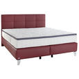 BOXSPRINGBETT 180/200 cm  in Bordeaux  - Chromfarben/Bordeaux, KONVENTIONELL, Leder/Textil (180/200cm) - Novel