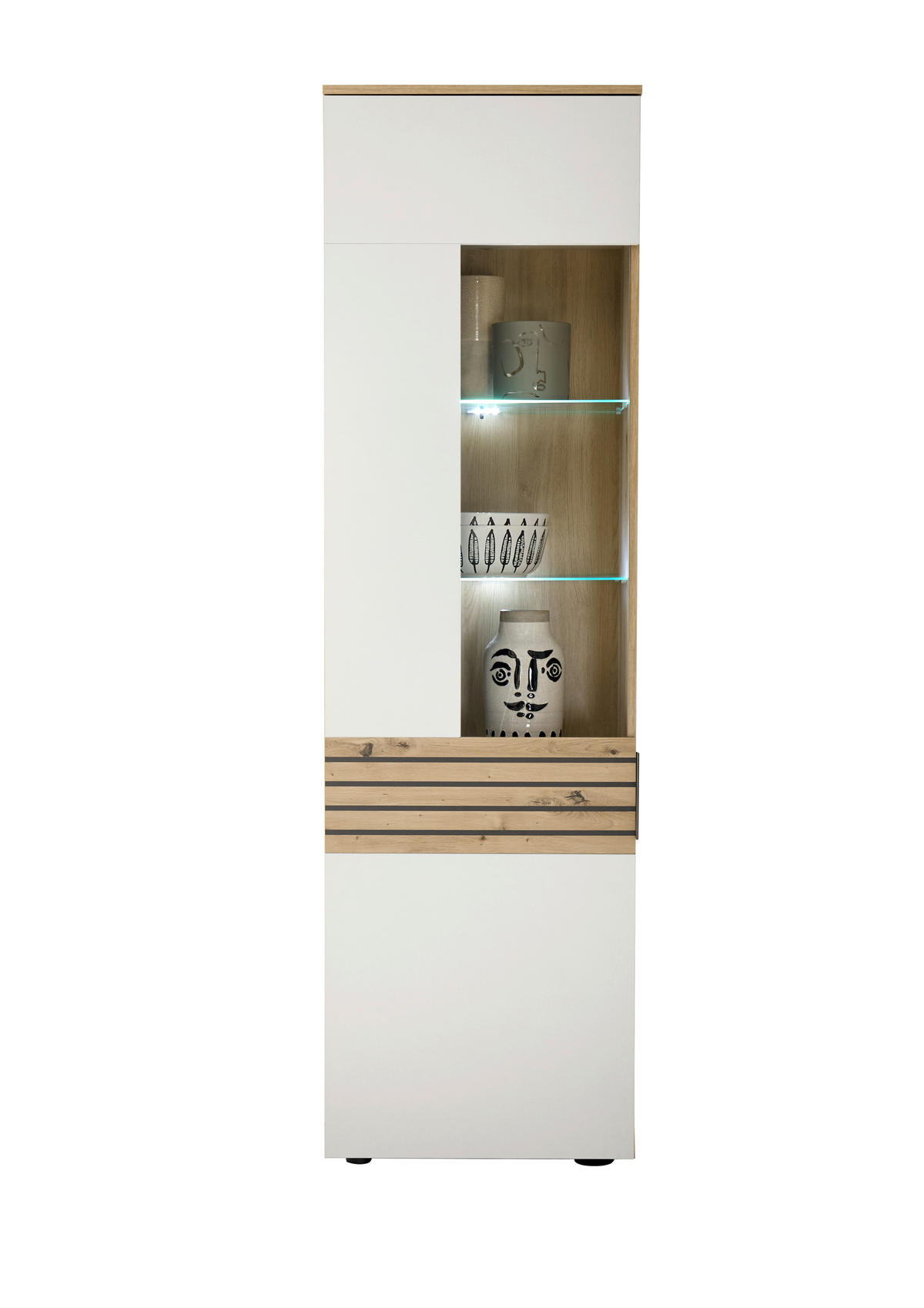 REGAL bijela, hrast Artisan   - bijela/siva, Moderno, staklo/drvni materijal (265/199/37cm)
