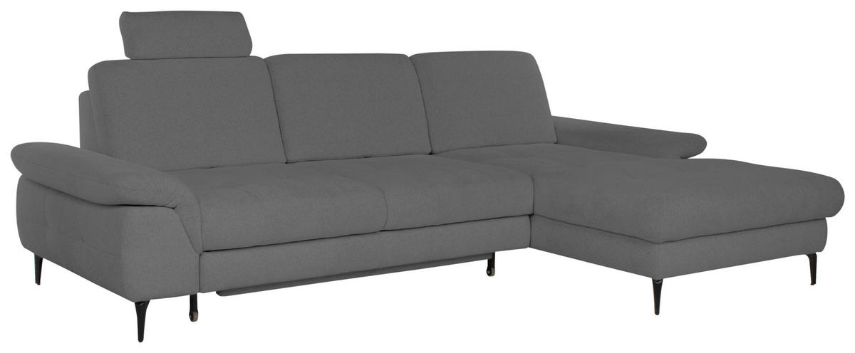 ECKSOFA ALMA Dunkelgrau Chenille  - Dunkelgrau/Schwarz, Design, Textil/Metall (285/191cm) - Livetastic