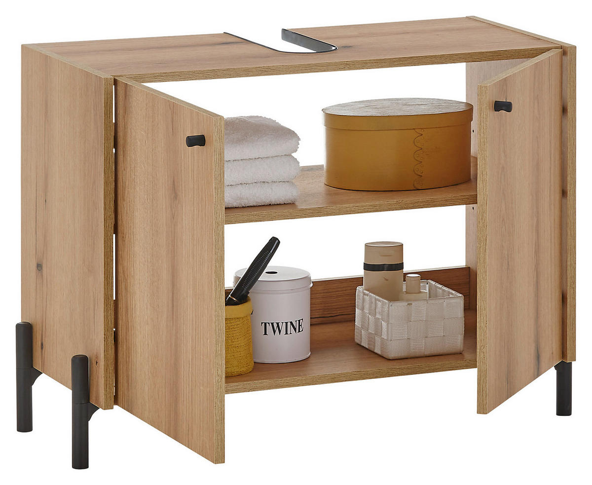 WASCHBECKENUNTERSCHRANK 80/60/36 cm  - Eichefarben/Schwarz, Modern, Holzwerkstoff/Kunststoff (80/60/36cm) - MID.YOU
