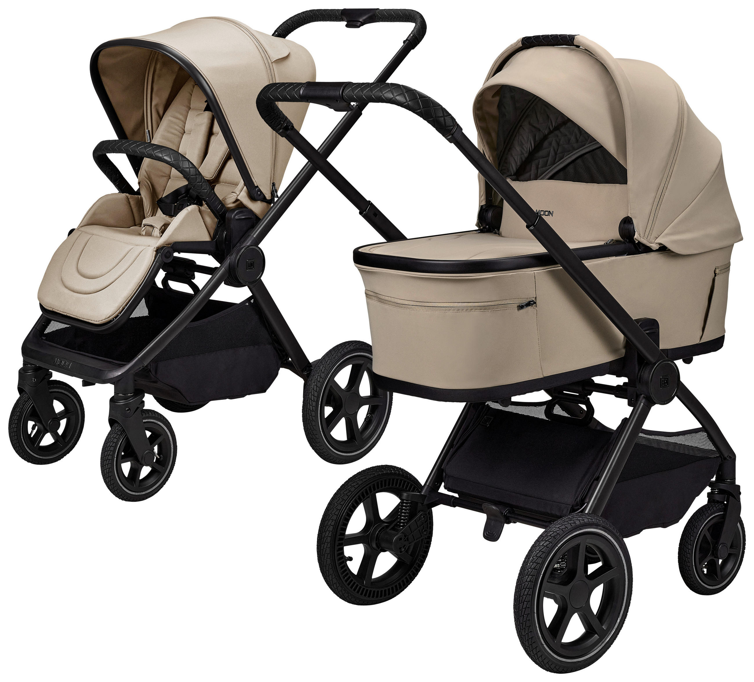 KOMBIKINDERWAGEN  Gio Fold AIR  Sand  - Sandfarben/Schwarz, Basics, Textil/Metall (120/58/92cm) - Moon Edition