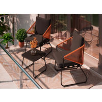 BALKONSET  - Schwarz/Naturfarben, MODERN, Glas/Kunststoff (53/77/66cm) - Ambia Garden