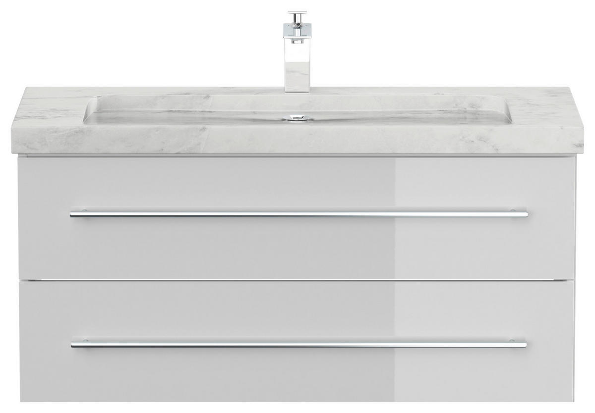 WASCHTISCHKOMBI 100 cm  - Weiß Hochglanz/Weiß, Basics, Holzwerkstoff/Stein (100cm) - MID.YOU