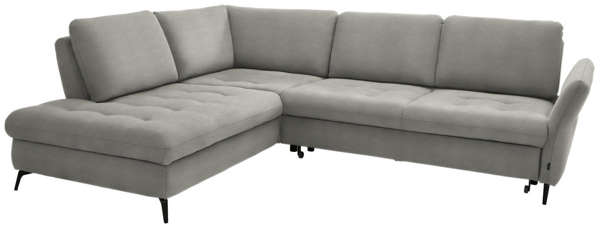 ECKSOFA in Chenille Silberfarben  - Silberfarben/Schwarz, Natur, Textil/Metall (233/288cm) - Valnatura