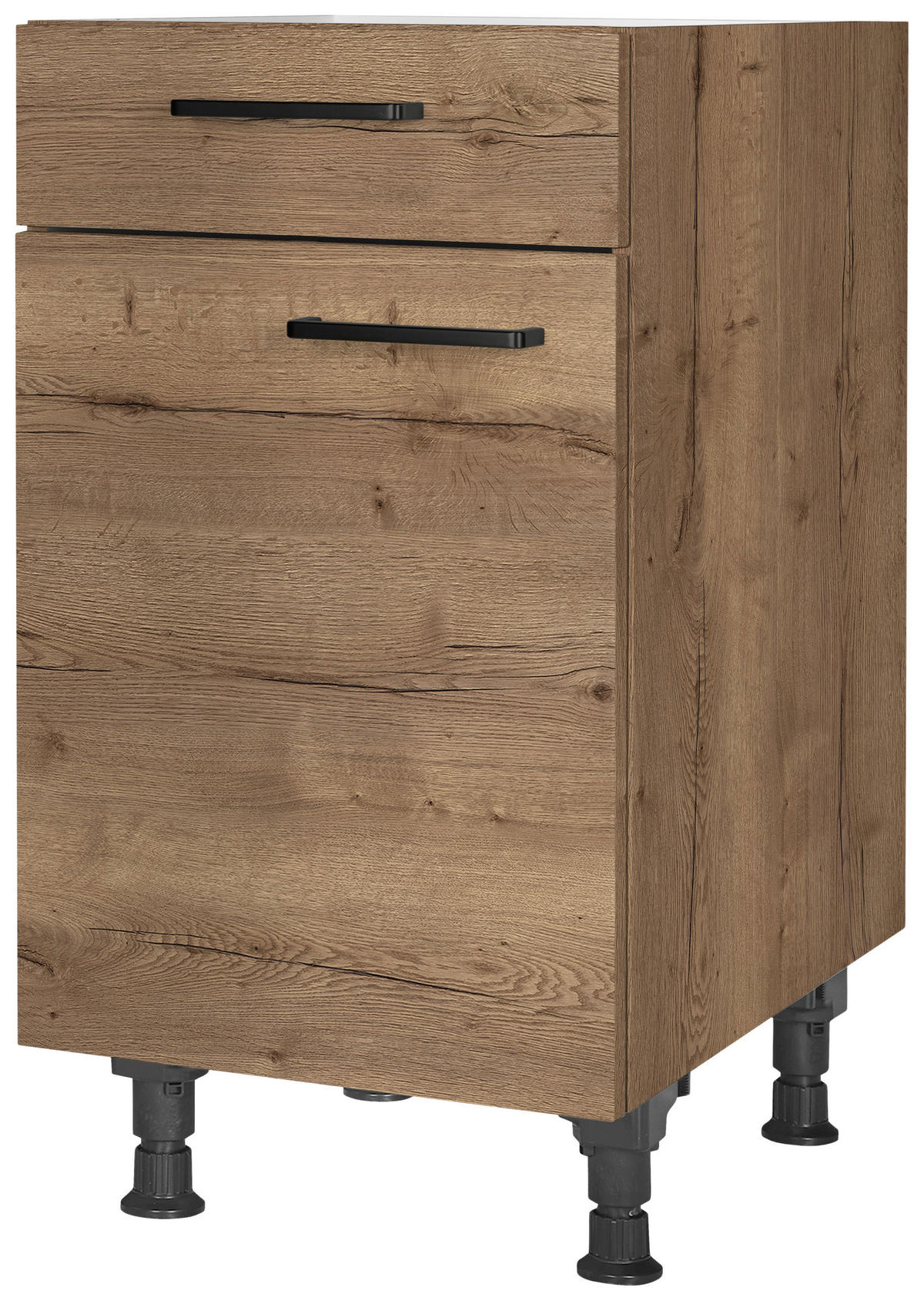 SCHUBKASTENUNTERSCHRANK 45/87/56 cm  in Eiche dunkel  - Eiche dunkel/Schwarz, MODERN, Holzwerkstoff/Metall (45/87/56cm) - Nobilia