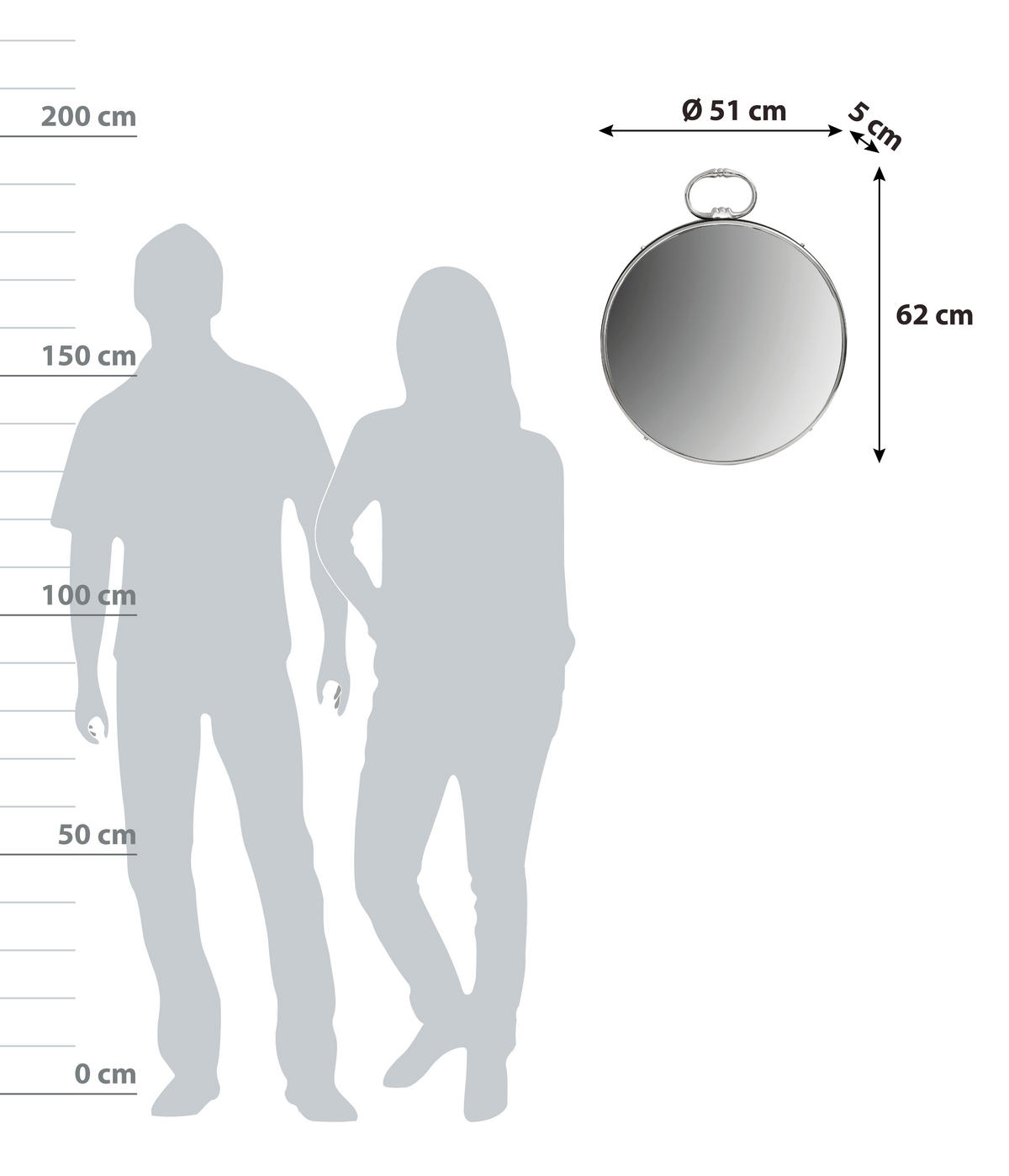 WANDSPIEGEL 51/62/5 cm  - Silberfarben/Schwarz, Lifestyle, Glas/Metall (51/62/5cm) - Kayoom