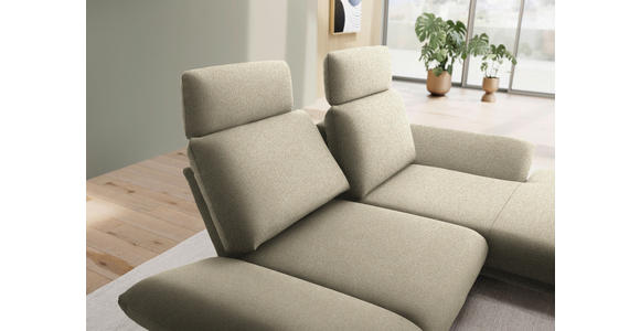 ECKSOFA  in Flachgewebe Beige Rücken echt, Armteilverstellung, Drehsitzfunktion  234/155 cm  - Beige/Schwarz, Design, Textil/Metall (234/155cm) - Dieter Knoll