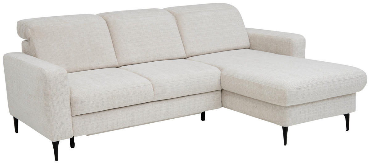 ECKSOFA FABIO in Chenille Creme  174/223 cm  - Creme/Schwarz, Design, Textil/Metall (174/223cm) - Livetastic