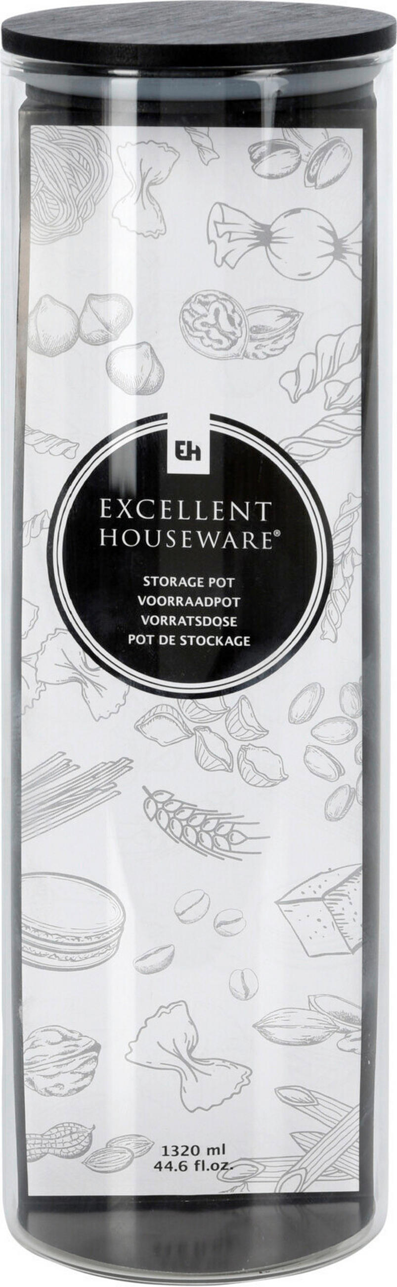 POSODA ZA SHRANJEVANJE     8,5/8,5/27 cm         - črna, Basics, steklo/les (8,5/8,5/27cm)