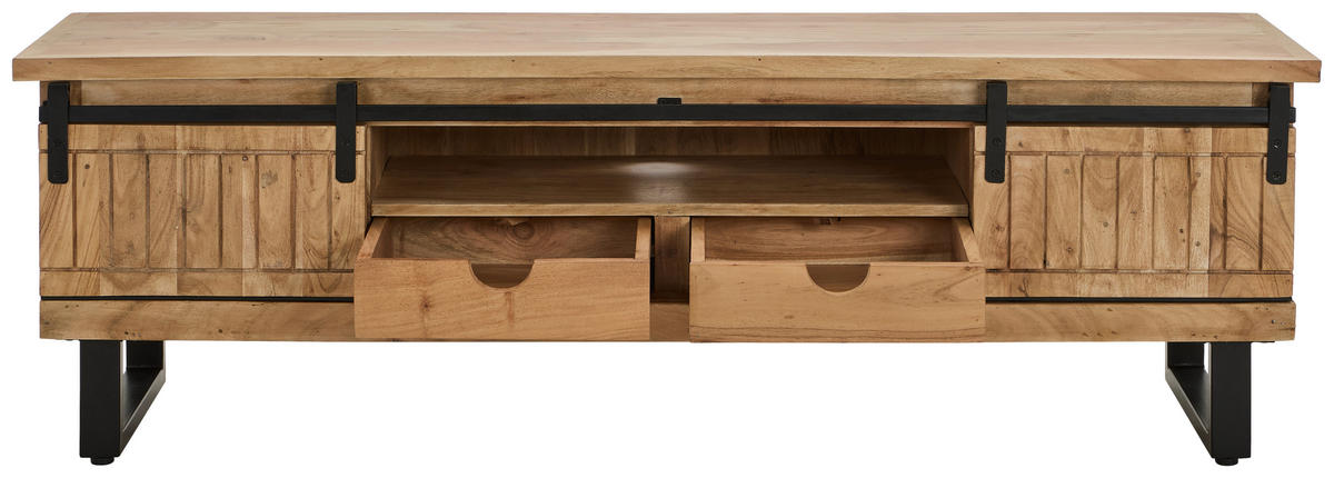 LOWBOARD Juba  in 160/50/40 cm  - Schwarz/Naturfarben, Natur, Holz/Metall (160/50/40cm) - Livetastic