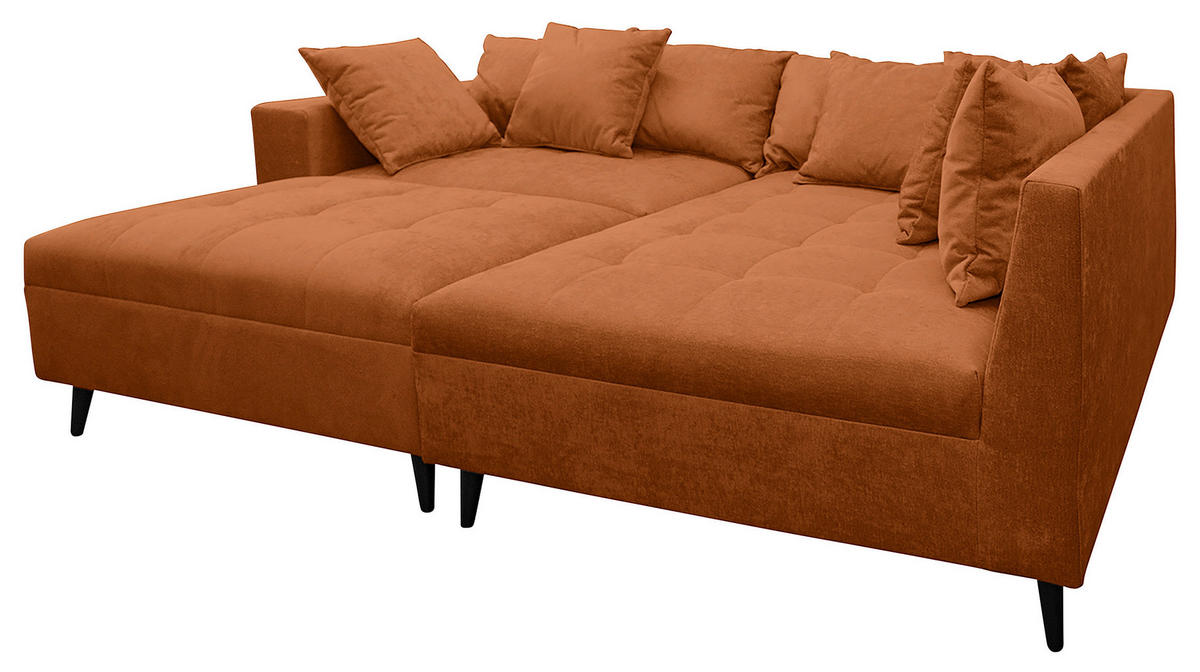 Ecksofa inkl. Hocker tekstil  boje hrđe   - boje hrđe/crna, Design, tekstil/drvo (247/174cm) - MID.YOU