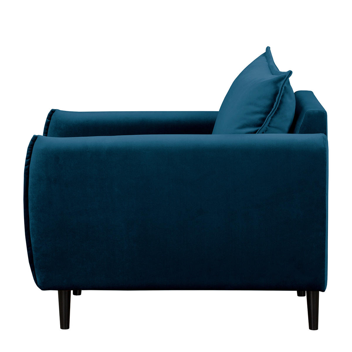 SESSEL in Samt Blau  - Blau/Schwarz, Design, Holz/Textil (74/86/100cm) - P & B
