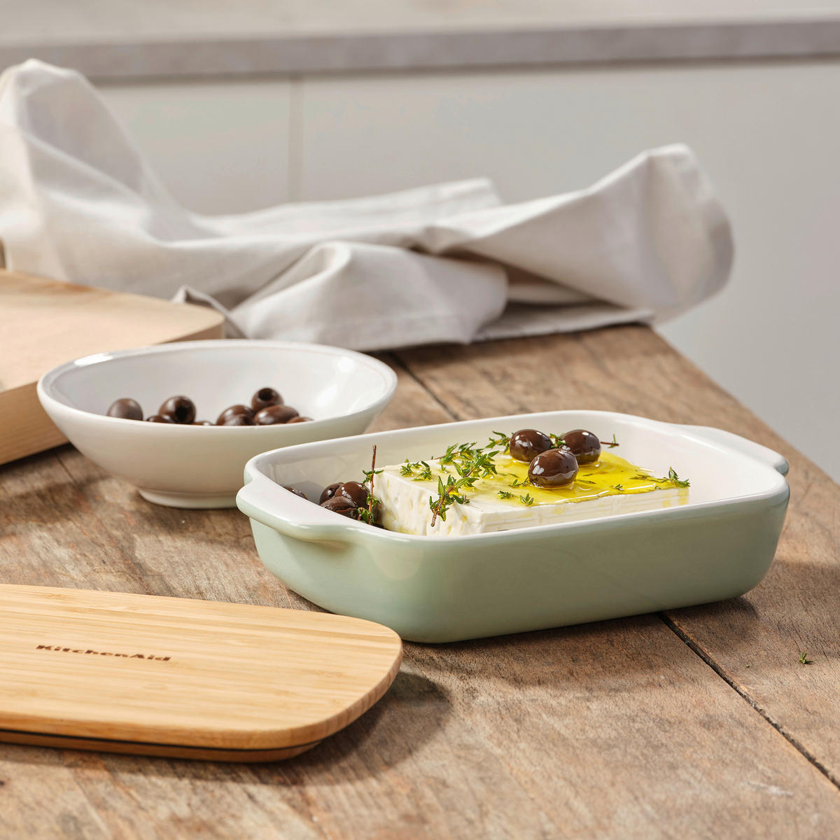 AUFLAUFFORM Keramik, Naturmaterialien Steingut  - Weiß/Hellgrün, Basics, Naturmaterialien/Keramik (15cm) - Kitchenaid