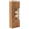 VITRINE  in furniert, massiv Balkeneiche Grau, Eichefarben - Eichefarben/Anthrazit, Natur, Glas/Holz (75/204/37cm) - Linea Natura