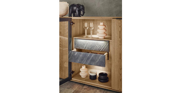 SIDEBOARD Anthrazit, Kastanienfarben  182/90,3/47,1 cm  - Kastanienfarben/Anthrazit, Natur, Glas/Holz (182/90,3/47,1cm) - Valnatura