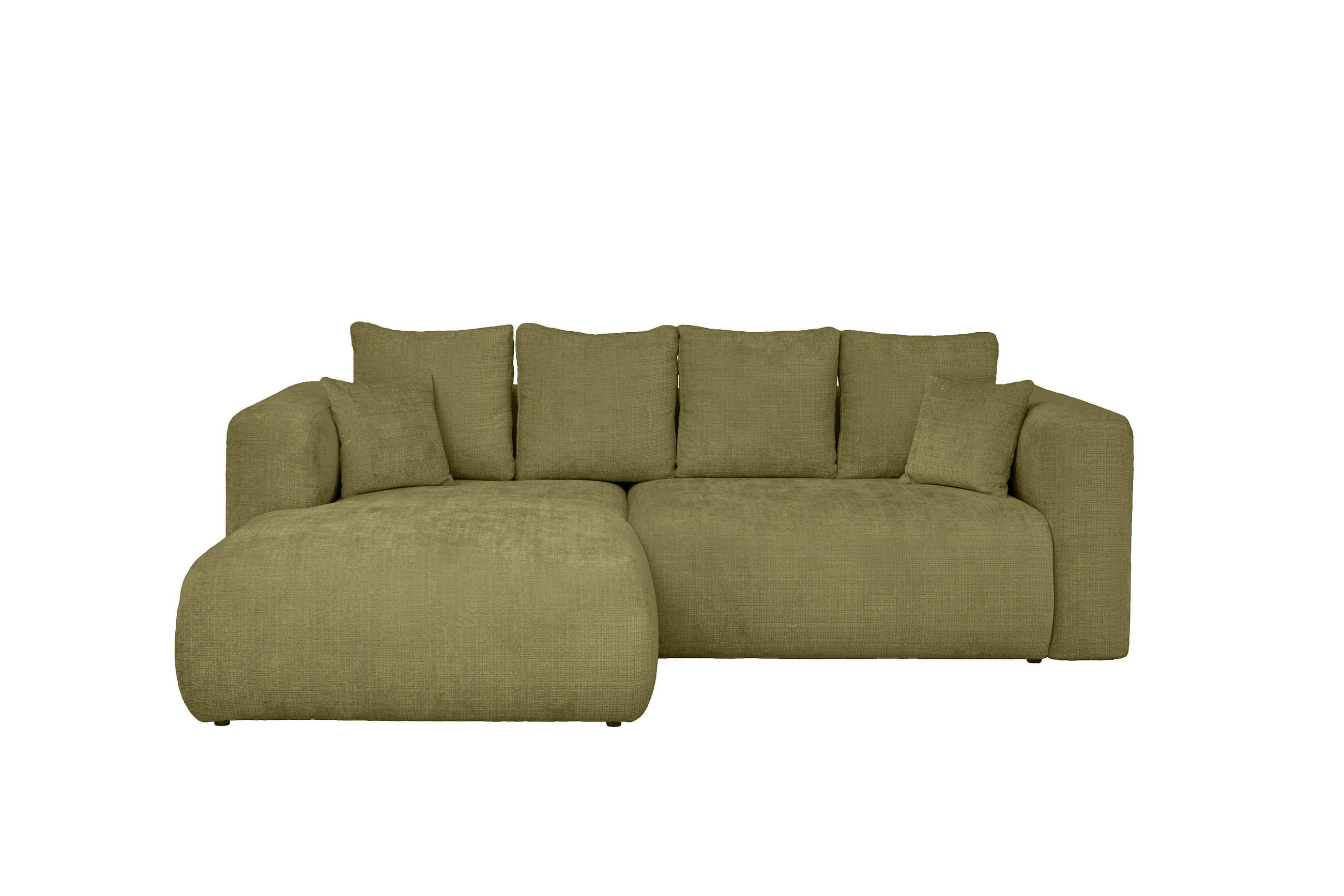 ECKSOFA Olivgrün Chenille Zierkissen, Rückenkissen, Rücken echt  - Schwarz/Olivgrün, MODERN, Kunststoff/Textil (188/276cm) - Milino