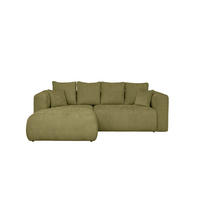 ECKSOFA Olivgrün Chenille Zierkissen, Rückenkissen, Rücken echt  - Schwarz/Olivgrün, MODERN, Kunststoff/Textil (188/276cm) - Milino
