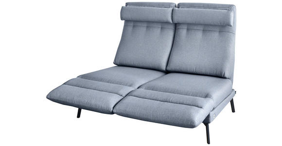 2-SITZER-SOFA Flachgewebe Blaugrau  - Blaugrau/Schwarz, Design, Textil/Metall (178-226/83-113/96-177cm) - Dieter Knoll