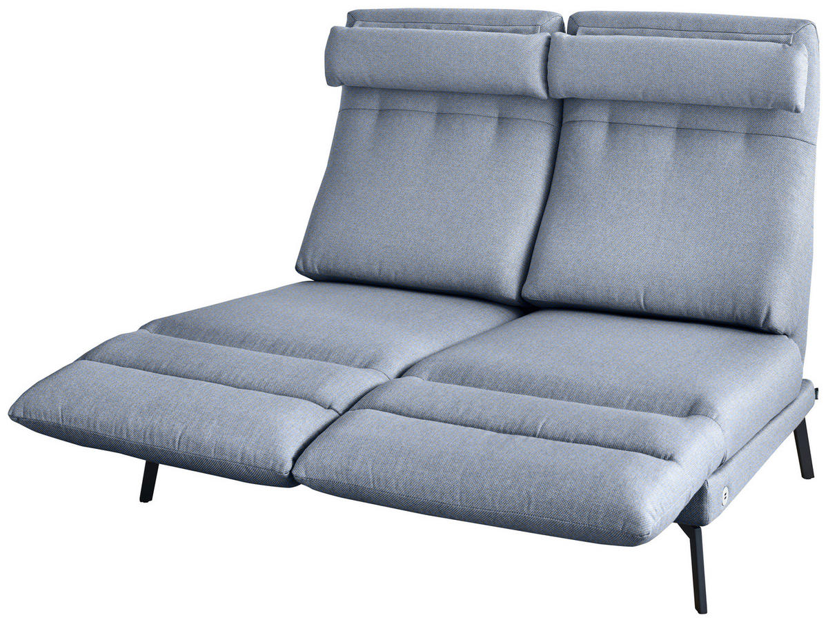 2-SITZER-SOFA Flachgewebe Blaugrau  - Blaugrau/Schwarz, Design, Textil/Metall (178-226/83-113/96-177cm) - Dieter Knoll