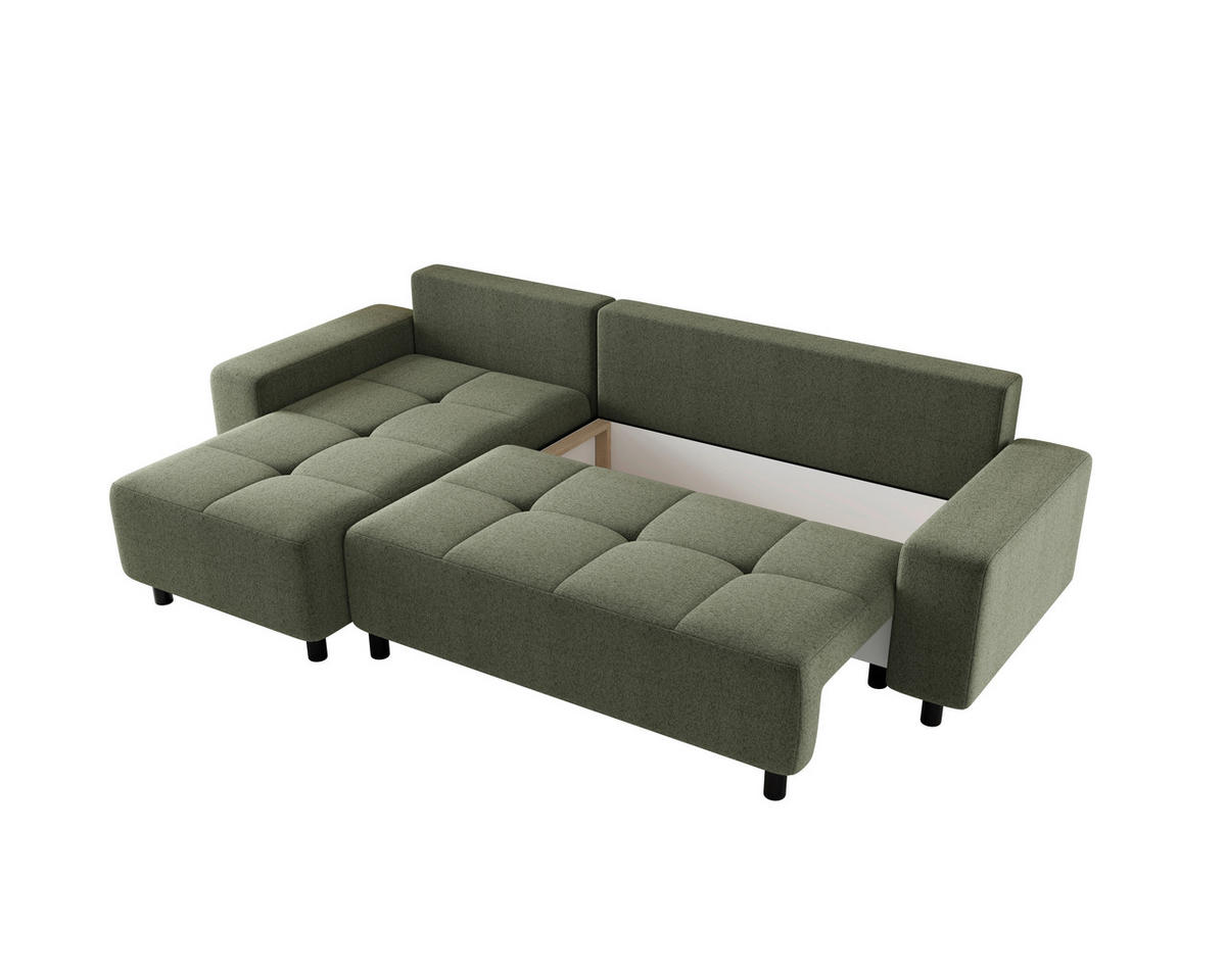 ECKSOFA  in Jacquard Olivgrün  - Schwarz/Olivgrün, MODERN, Kunststoff/Textil (144/246cm) - Carryhome