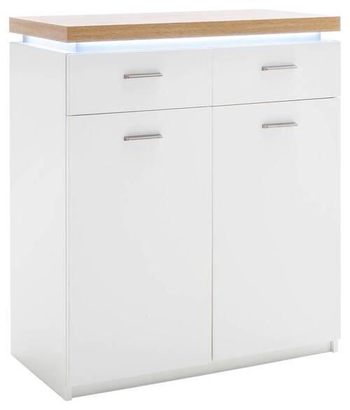 KOMMODE 85/98/44 cm  in Weiss, Eichefarben  - Weiss/Eichefarben, Natur, Holzwerkstoff/Metall (85/98/44cm)