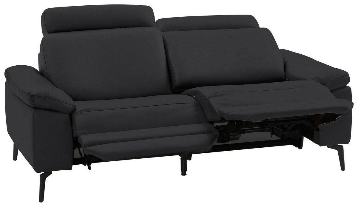 2,5-SITZER in Echtleder Anthrazit  - Anthrazit/Schwarz, Design, Leder/Metall (196/88/100cm) - Valdera