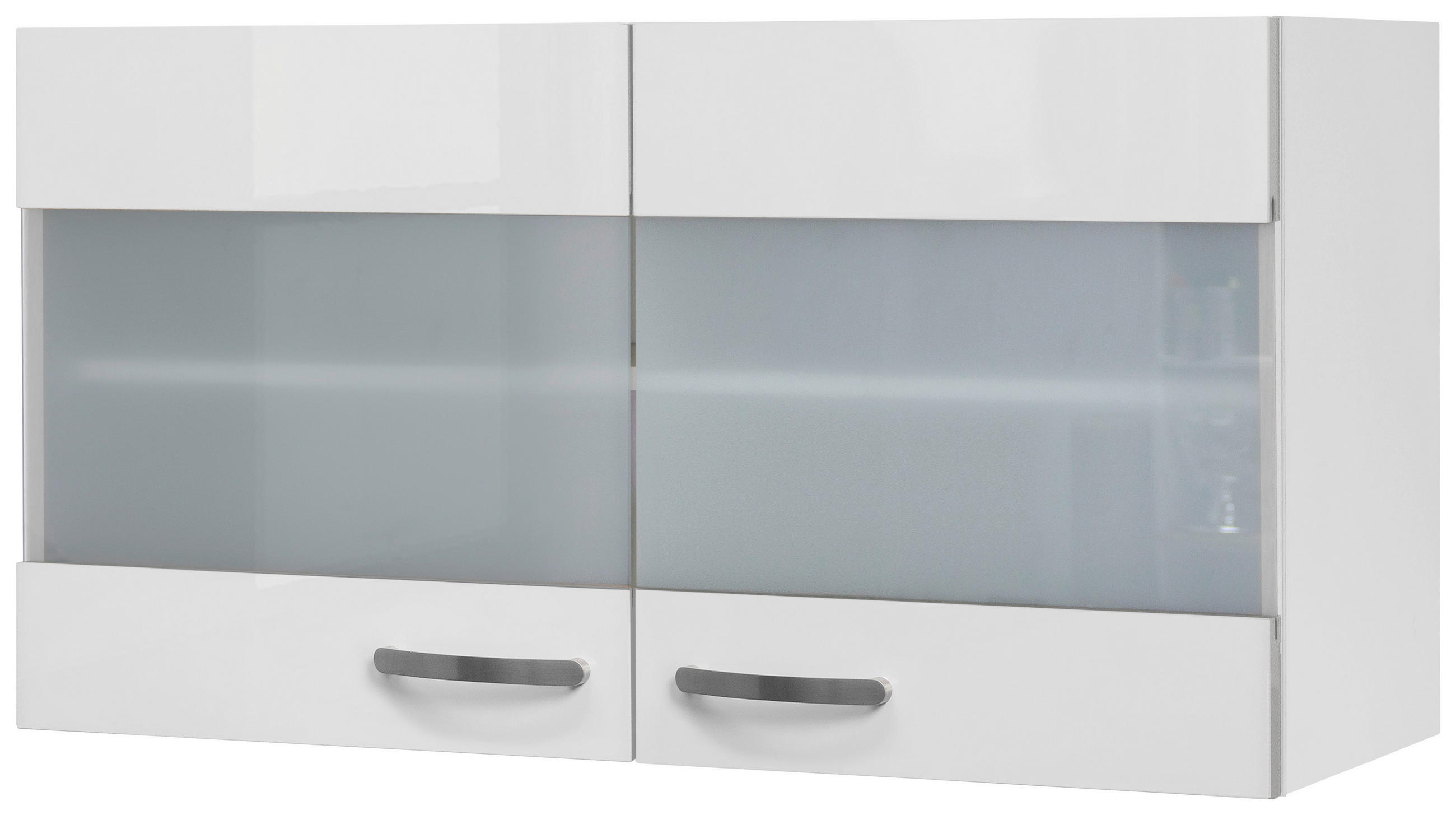 KÜCHENOBERSCHRANK 100/54,8/32 cm  in Weiß, Weiß Hochglanz  - Edelstahlfarben/Weiß Hochglanz, MODERN, Holzwerkstoff/Metall (100/54,8/32cm) - FlexWell