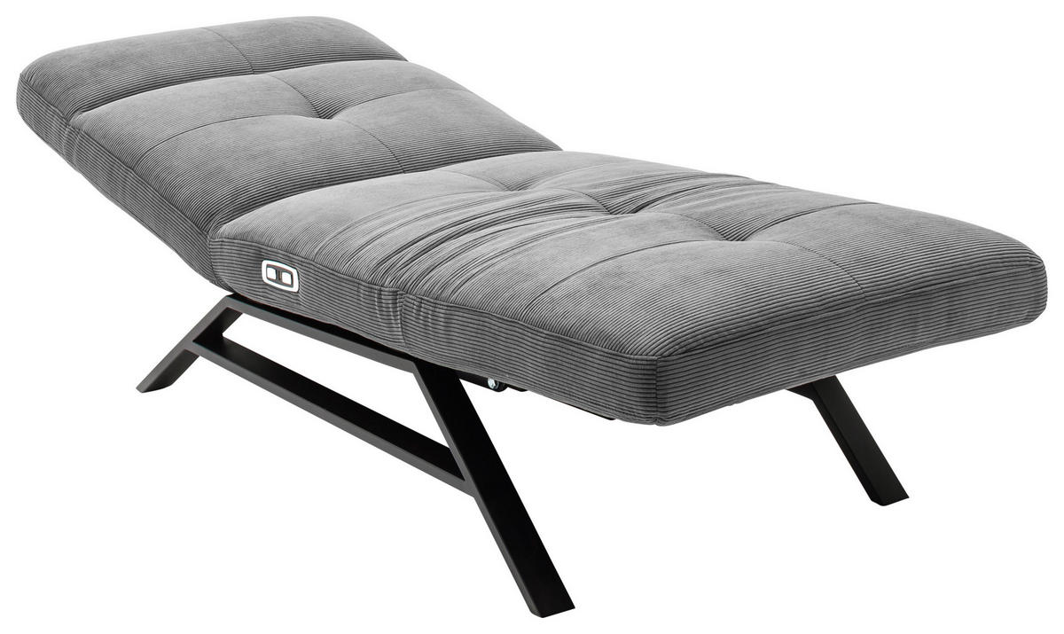 RELAXLIEGE in Cord Grau  - Schwarz/Grau, Design, Textil/Metall (80/54-113/158-198cm) - Pure Home Lifestyle
