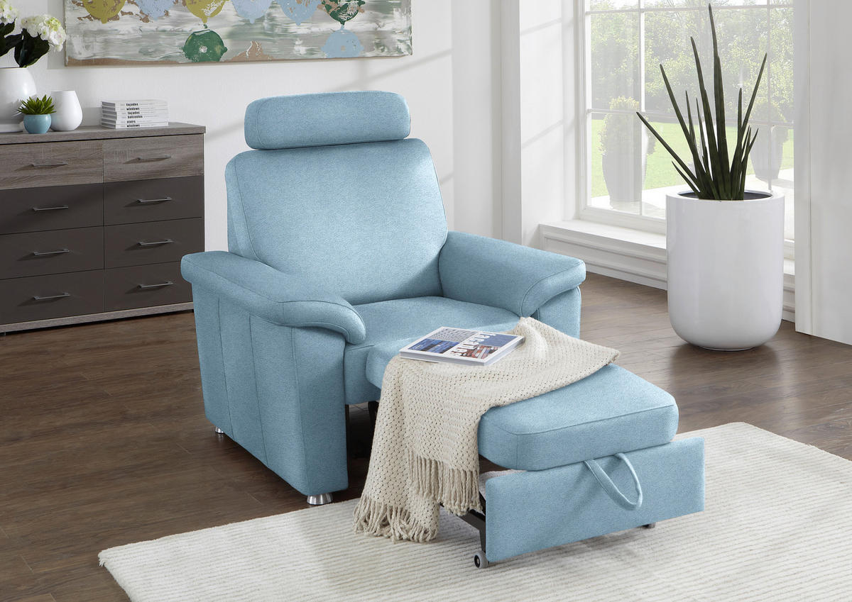 FERNSEHSESSEL in Webstoff Hellblau  - Silberfarben/Hellblau, Konventionell, Textil/Metall (102/91/91-159cm) - Beldomo System