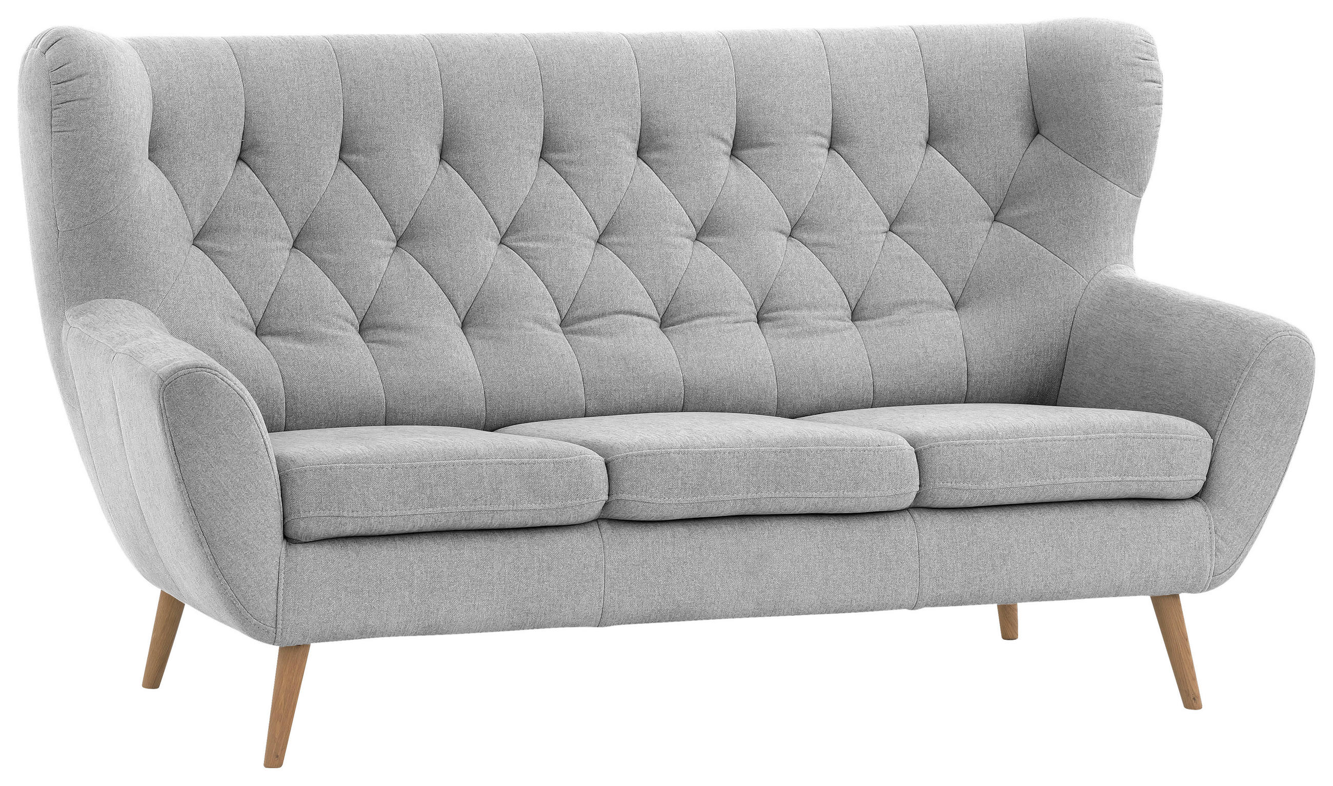 3-SITZER-SOFA in Flachgewebe Grau  - Grau, Design, Holz/Textil (187/101/95cm) - Stylife